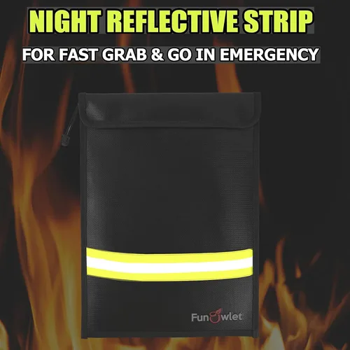 Vista 3 de Bolsa impermeable ignífuga para documentos de dinero, paquete de 2 bolsas seguras con cremallera, bolsa organizadora de almacenamiento resistente al