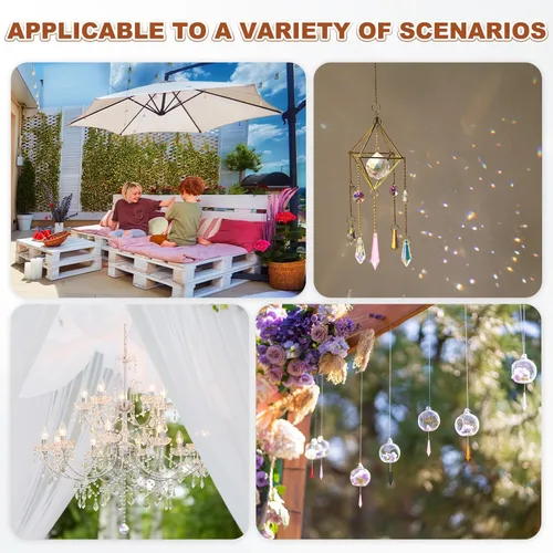 Vista 6 de M METERXITY 10-Pack Crystal Icicle Prisms, 53mm/2.09 Inch Chandelier Pendant Maker Hanging Crystals Chandelier Prisms for Home/Windows/Garden/DIY