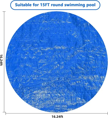 Vista 2 de DECOHS Protector de cubierta de piscina antipolvo de 15 pies, cubierta solar para piscinas de marco redondo, cubierta de piscina inflable redonda