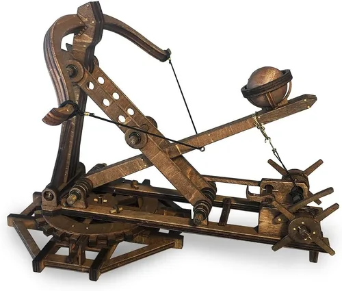Ballesta ajustable Siege Ancient Chariot Catapult Machinery Stone-Thrower Slingshot 3D DIY Rompecabezas de madera de mesa Kits de modelo de juego de