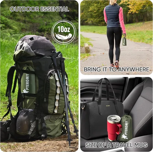 Vista 3 de PTEROMY - Poncho de lluvia con capucha para adultos, con bolsillo, impermeable, ligero, unisex, para senderismo, campamentos, emergencias