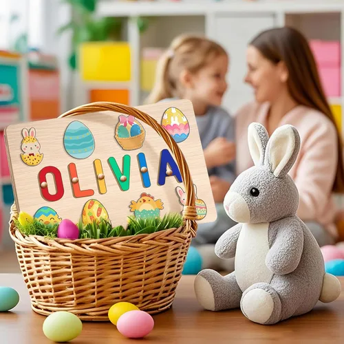 Vista 2 de Rompecabezas de madera con nombre personalizado para niños, regalos de primer cumpleaños, rompecabezas de nombre personalizado para niños de 1 año