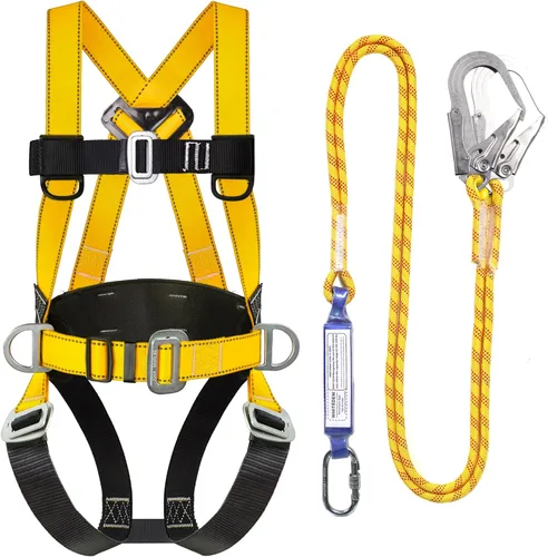Vista 9 de Kit de protección contra caídas de arnés de seguridad con cordón de absorción de golpes, arneses de trabajo para techos, arnés de seguridad