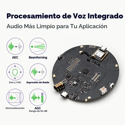 Vista 3 de seeed studio reSpeaker XVF3800 - Array de 4 micrófonos con XIAO ESP32S3