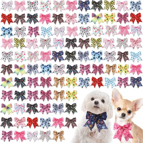 Vista 7 de Yunsailing 100 corbatines para perros del Día de San Patricio a granel con collar ajustable, corbatín para gato, collar de cuello para mascotas
