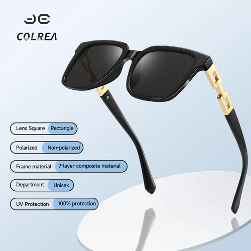 Vista 3 de Colrea Gafas de sol para mujer de moda 2024, clásicas, retro, cuadradas, con protección UV400 de diseño vintage dorado