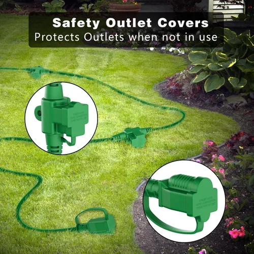 Vista 5 de K KASONIC - Cable de extensión para exteriores de 25 pies, enchufes con 3 salidas espaciados uniformemente, 16/3 SJTW a prueba de inclemencias