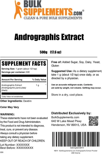 Vista 6 de BulkSupplements. com Andrographis Extracto en polvo - Andrographis Paniculata, suplemento herbario, Andrographis Powder - Sin gluten, 1000 mg por
