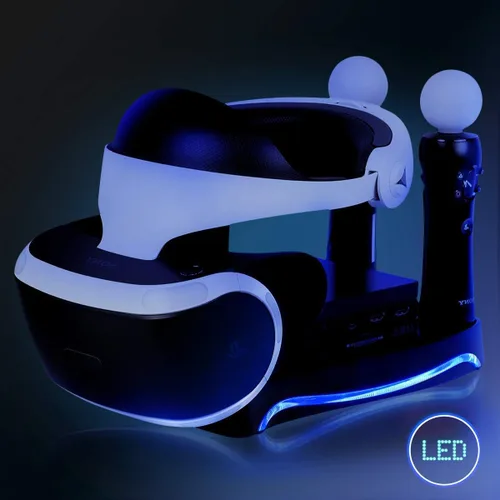 Vista 6 de Skywin Soporte PSVR - Carga, muestra y muestra tus auriculares y procesador PS VR - Compatible con Playstation PSVR - Estación de carga