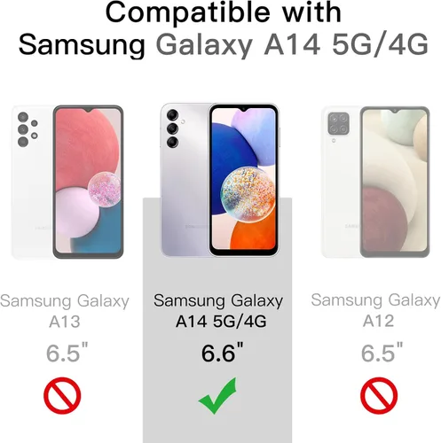 Vista 2 de JETech Funda para Samsung Galaxy A14 4G/5G de 6.6 pulgadas, no amarillenta a prueba de golpes, funda protectora para teléfono, parte trasera
