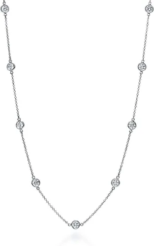 Collar de plata de ley con circonita cúbica redonda de 16 a 30 pulgadas, Circonia cúbica