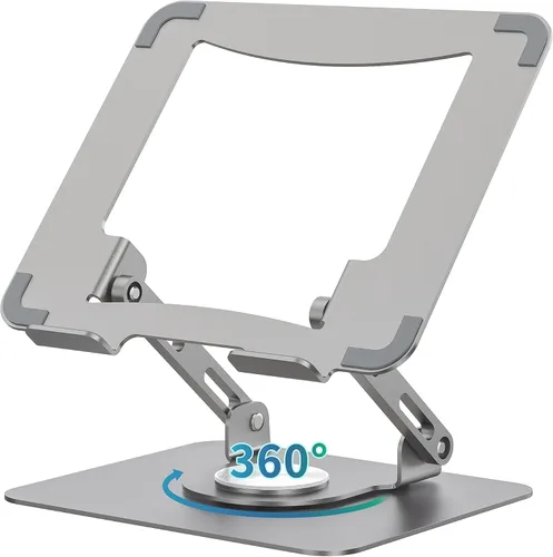 Vista 9 de SOUNDANCE Soporte giratorio 360º para laptop, elevador ergonómico para computadora de escritorio, soporte de metal multiángulo de altura ajustable