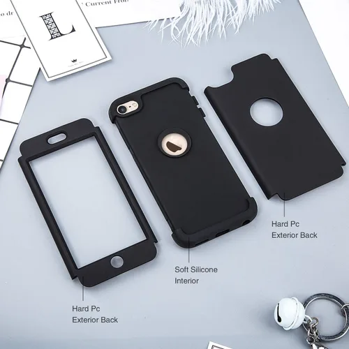 Vista 4 de Funda para iPod Touch de 7ª generación con 2 protectores de pantalla, serie de tres capas, protección resistente, a prueba de golpes, funda