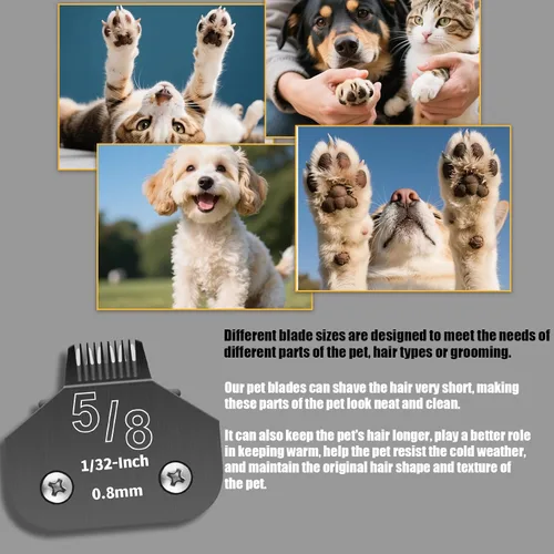 Vista 30 de Paquete de 6 cuchillas de acero desmontables para el aseo de perros, compatibles con Andis, Oster A5, Wahl KM-10, longitud de corte de 1/100 a 1/2