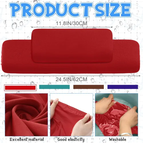 Vista 2 de Hoolerry 4 fundas universales para tapa de tanque de inodoro, repuesto suave y absorbente con parte inferior elástica para accesorios de decoración
