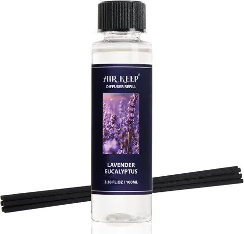 Vista 22 de Airkeep Juego de difusor de varillas – 3.38 onzas líquidas (3.4 fl oz), difusor de aroma de bambú para el hogar, incluye 8 varillas difusoras