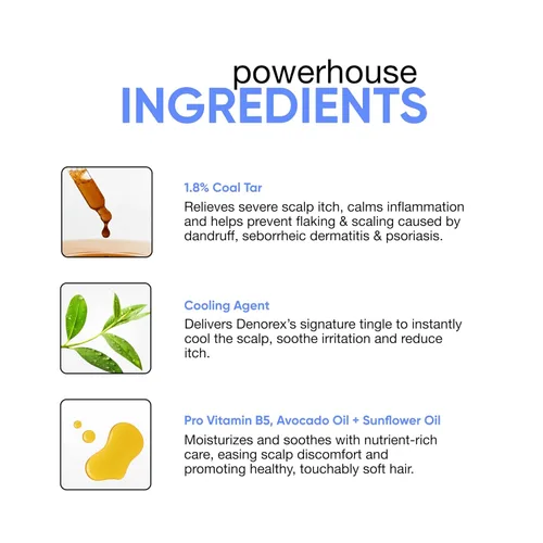 Vista 5 de Denorex Champú y acondicionador anticaspa severo 1.8% de alquitrán de hulla Alivia la irritación del cuero cabelludo asociada con caspa