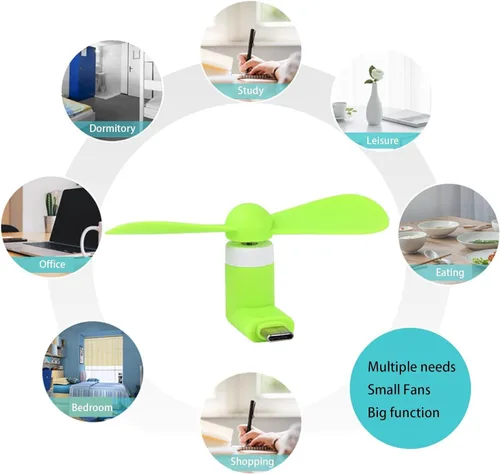 Vista 7 de PCTC Paquete de 3 mini ventiladores de teléfono - Tipo C para Samsung Galaxy S24/S23, compatible con Apple iPhone 15/15 Pro, Moto Razr 40