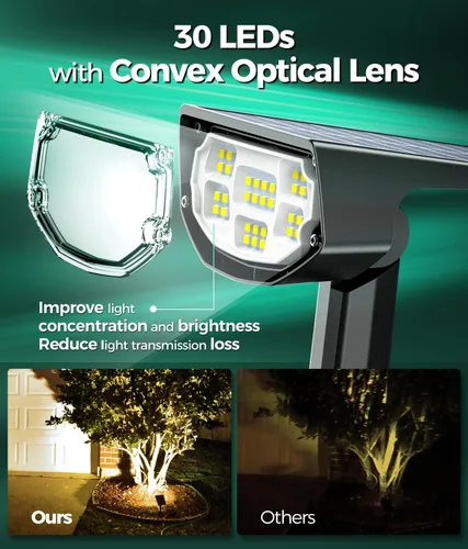 Vista 5 de Luces solares para exteriores, luces solares para exteriores, impermeables, IP68, 700 lúmenes, luces solares para exteriores, encendidoapagado