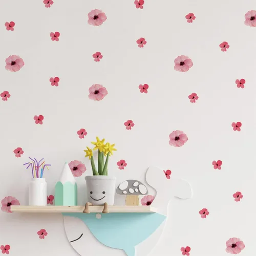 Vista 6 de 208Pcs Pegatinas de Pared de Flores Boho, Calcomanías de Pared de Flores Rosas, Autoadhesivas, Flores Silvestres de Acuarela Neutrales Extraíbles