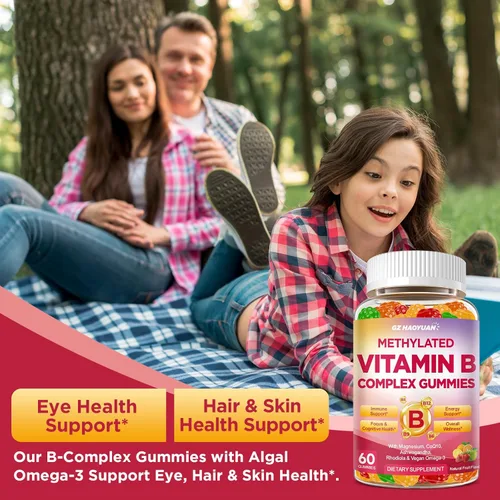 Vista 6 de Methylated Vitamin B Complex Gummies for Women & Men with Vitamin B1, B2, B3, B5, B6, B7, B9, B12 & Magnesium, Omega-3, CoQ10, Supports Brain