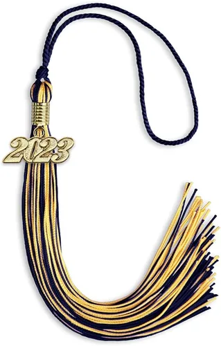 Vista 303 de Endea Graduation - Borla de doble color mixto con fecha dorada (negro/dorado antiguo, 2021)