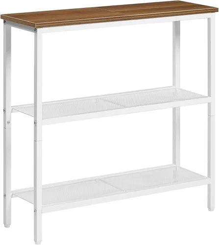 Vista 11 de HOOBRO Mesa consola estrecha de 29.5 pulgadas, mesa de entrada de 3 niveles con estantes, mesa de sofá delgada, mesa detrás del sofá, mesa auxiliar