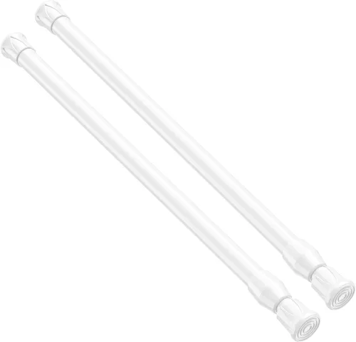 AIFENTE - 2 barras de cortinero con resorte, de 28 a 48 pulgadas de longitud, para cortina de ducha, color negro, ajustable