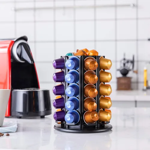Vista 4 de Rice rat Soporte para cápsulas Nespresso Original para 40 cápsulas Nespresso Original con almacenamiento central adicional