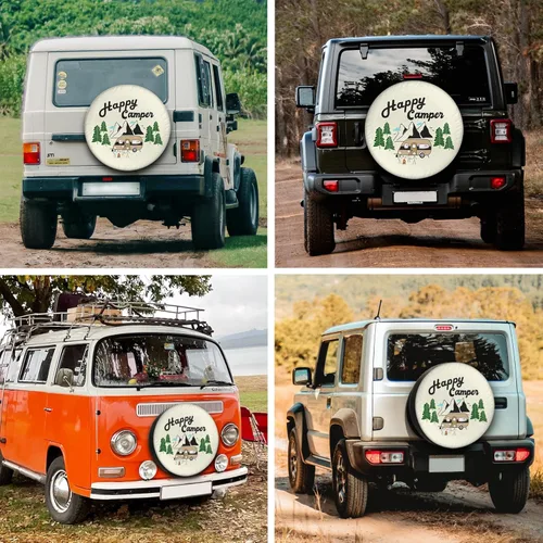 Vista 3 de Cubiertas para neumáticos de remolque de cámper On Cloud Nine para campamento, resistente a la intemperie, ajuste universal para caravana, remolque