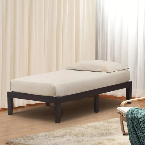 Vista 68 de COSTWAY Marco de cama de plataforma tamaño King, base de colchón de madera de goma maciza de 14 pulgadas con soporte de listones resistentes, marco