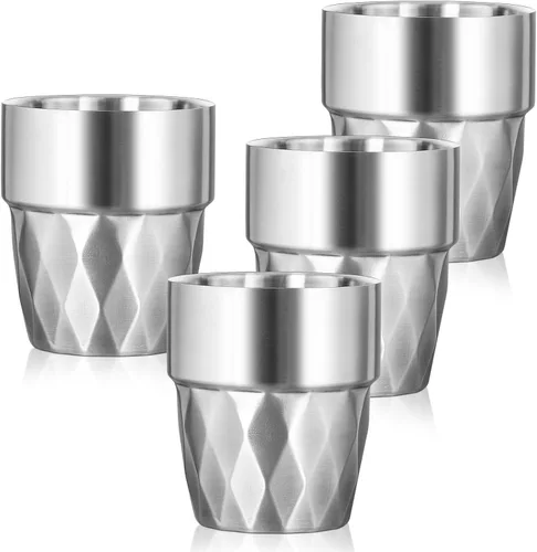 Vista 35 de Vaso aislado de acero inoxidable, vaso aislado de 10 onzas, paquete de 8 vasos de agua apilables irrompibles de doble pared, vasos de metal