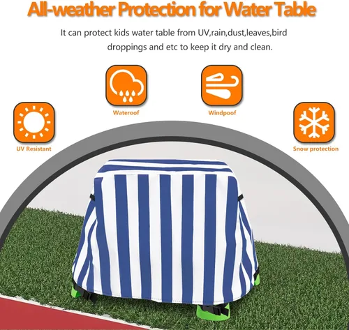 Vista 3 de Cubierta para mesa de agua para niños, resistente al aire libre, 600D, impermeable, anti-UV, a prueba de polvo, para niños, compatible con Step2