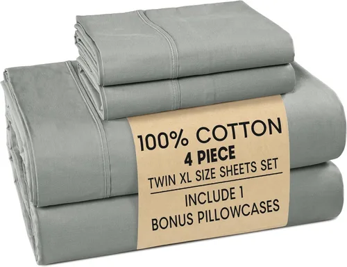 Vista 86 de Casa Platino Juego de sábanas Twin – Sábanas Twin 100% algodón con 2 fundas de almohada, sensación ligera y ajuste seguro, tejido percal crujiente