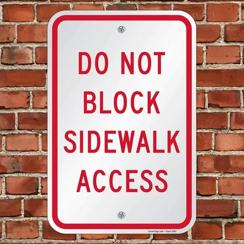 Vista 4 de SmartSign - K-8942-AL-12x18 "Do Not Block Sidewalk Access" Letrero 12" x 18" Aluminio Rojo sobre Blanco