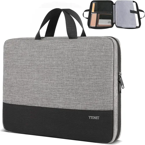 Vista 26 de Ytonet Funda profesional para transportar laptop de 13 a 13.3 pulgadas, delgada, con asas, resistente al agua, compatible con laptops MacBook Air