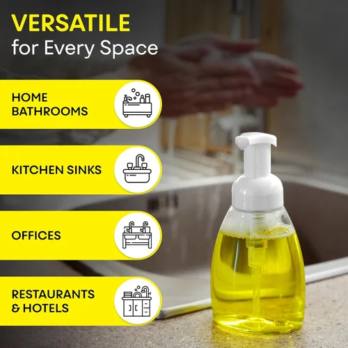 Vista 6 de BRIGHTFROM Dispensador de Jabón Espumoso, Botellas con Bomba, Sin BPA, Contenedor Plástico Recargable para Jabón Líquido - Cocina, Baño, Comercial