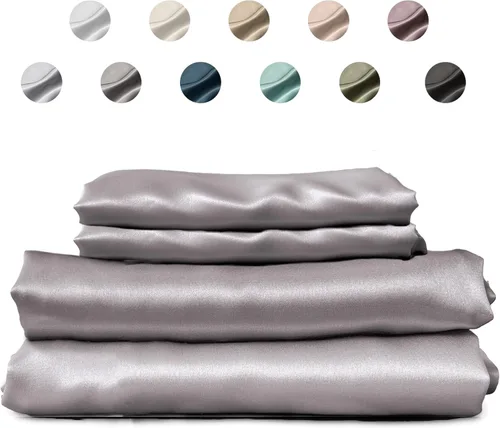 Vista 21 de Colorado Home Co SUNDAYSILKS Sábanas de seda de morera Juego de 4 piezas Queen Ropa de cama natural Suave y duradera Seda real orgánica