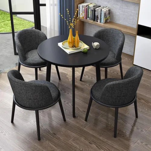 Vista 8 de YVYKFZD Mesa y sillas de oficina, sala de recepción, juego de mesa de comedor de cocina simple, mesa de conferencias redonda para 4, mesa