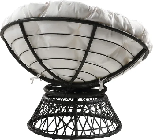Vista 6 de OSP Home Furnishings – Silla Papasan de mimbre con giro de 360 grados, marco gris con cojín blanco