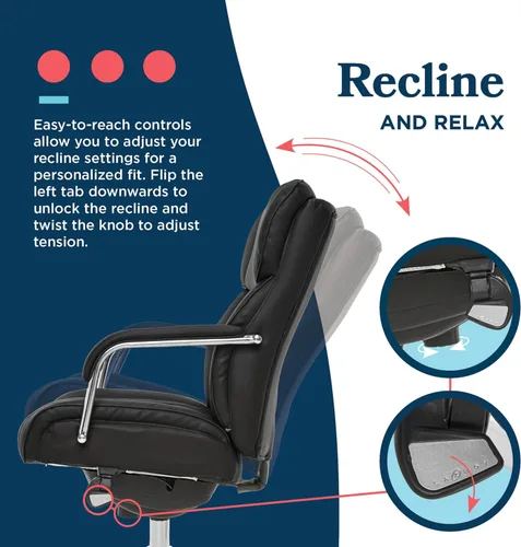 Vista 7 de LaZBoy Sutherland CHR10048A - Silla giratoria ergonómica de piel sintética para computadora y escritorio, color negro