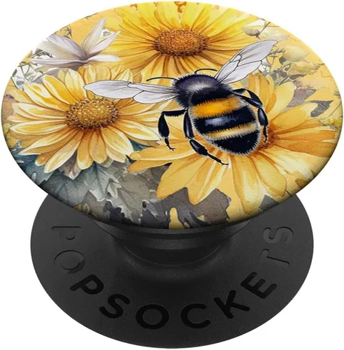 Abeja de girasol abeja abeja miel abeja insecto abejorros amantes PopSockets estándar PopGrip