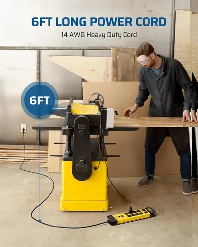 Vista 4 de DEWENWILS Regleta de alimentación de 10 tomas con protector de sobretensión metálico, certificación UL, cable de 6 pies con enchufe plano