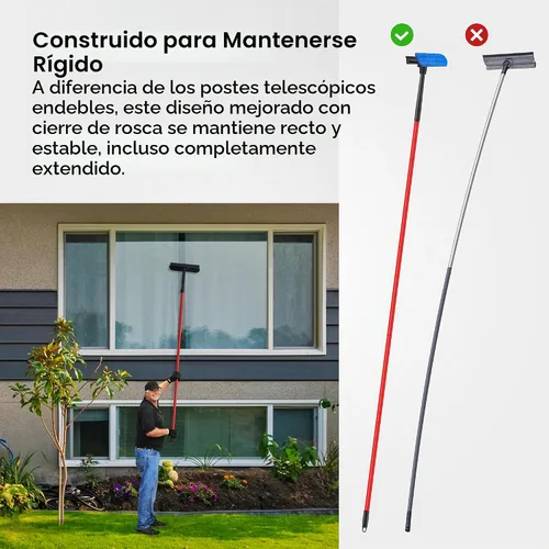 Vista 5 de Tyroler - Escobilla de ventana con poste de extensión de 1-12.5 pies Negro