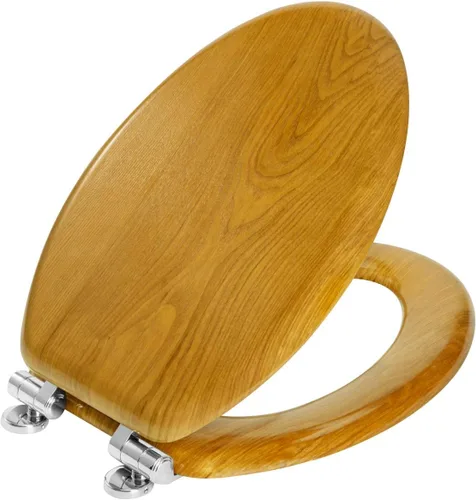 Vista 14 de Angel Shield Asiento de inodoro con bisagras de aleación de zinc, cierre silencioso, tapa UV moldeada de madera de liberación rápida, fácil