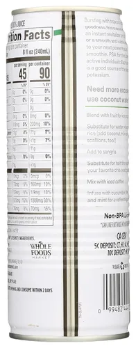 Vista 3 de 365 by Whole Foods Market, Agua de coco, 100% sin pulpa, 17.6 onzas líquidas