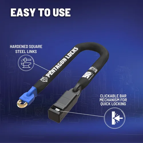 Vista 3 de PENTAGON Bike Chain Key Lock - Magnetic Patented Gold Secure Heavy Duty Anti Theft Lock for Bicycles E-Bikes Scooters and Motorcycles - Maximum