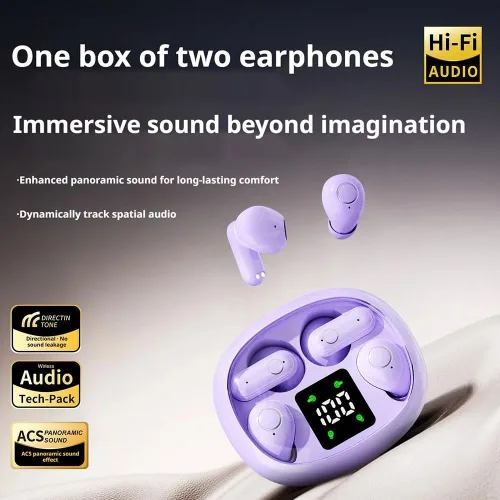 Vista 8 de Paquete de 2 auriculares Bluetooth Ultra Mini, 2 pares de mini auriculares semiintraurales, diseño invisible, pantalla de alimentación LED