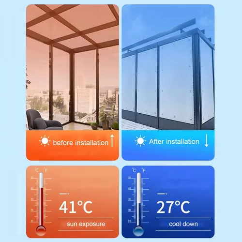Vista 7 de Película de teñido de ventana con control de calor 99% anti UV, película aislante 100% de bloqueo de luz, visera solar de papel de aluminio