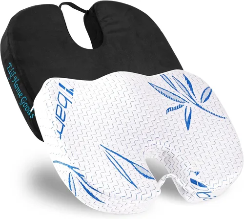 Vista 2 de Cojín de terciopelo para silla de oficina, almohadilla de espuma viscoelástica para coxis, ciática, alivio del dolor de espalda baja, ergonómica